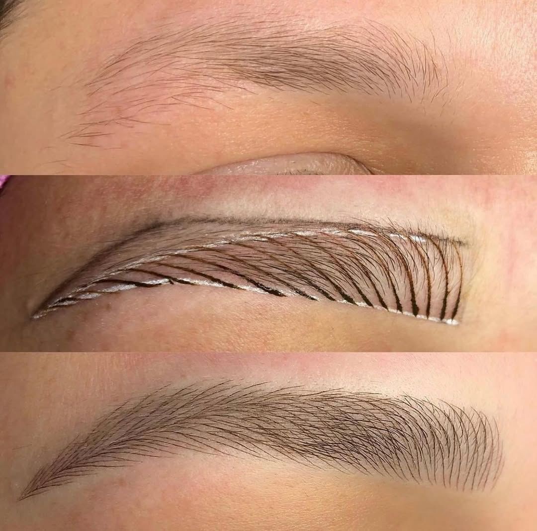 Microblading eyebrow before-and-after results