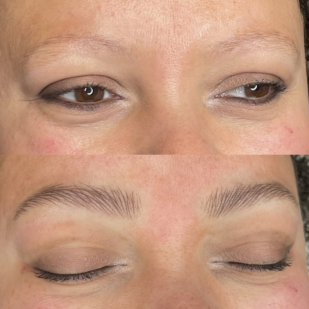 Nano brows before-and-after close-up