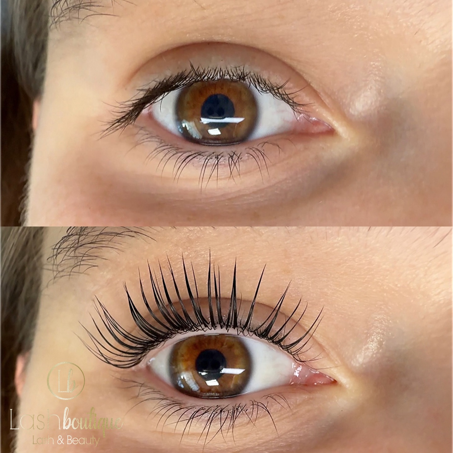 Lash lift before and after