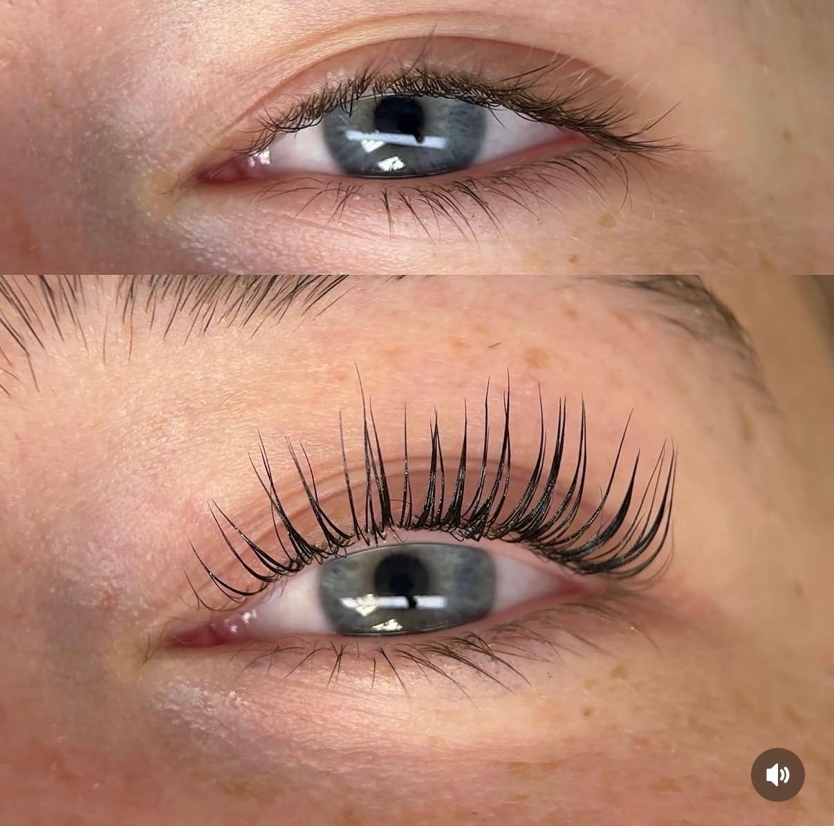 Lash lift before and after