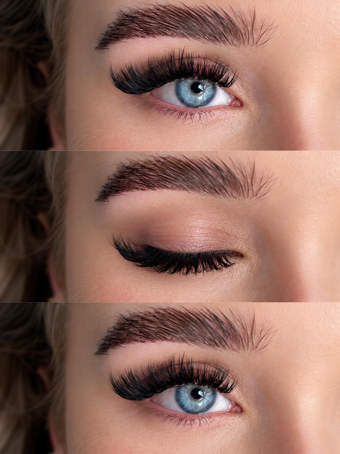 Woman with long lash extensions